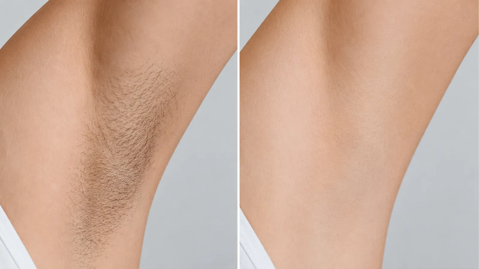 Before and after laser hair removal comparison for underarms